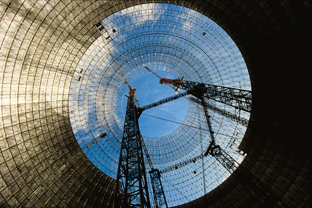 Cirkular byggnad under konstruktion